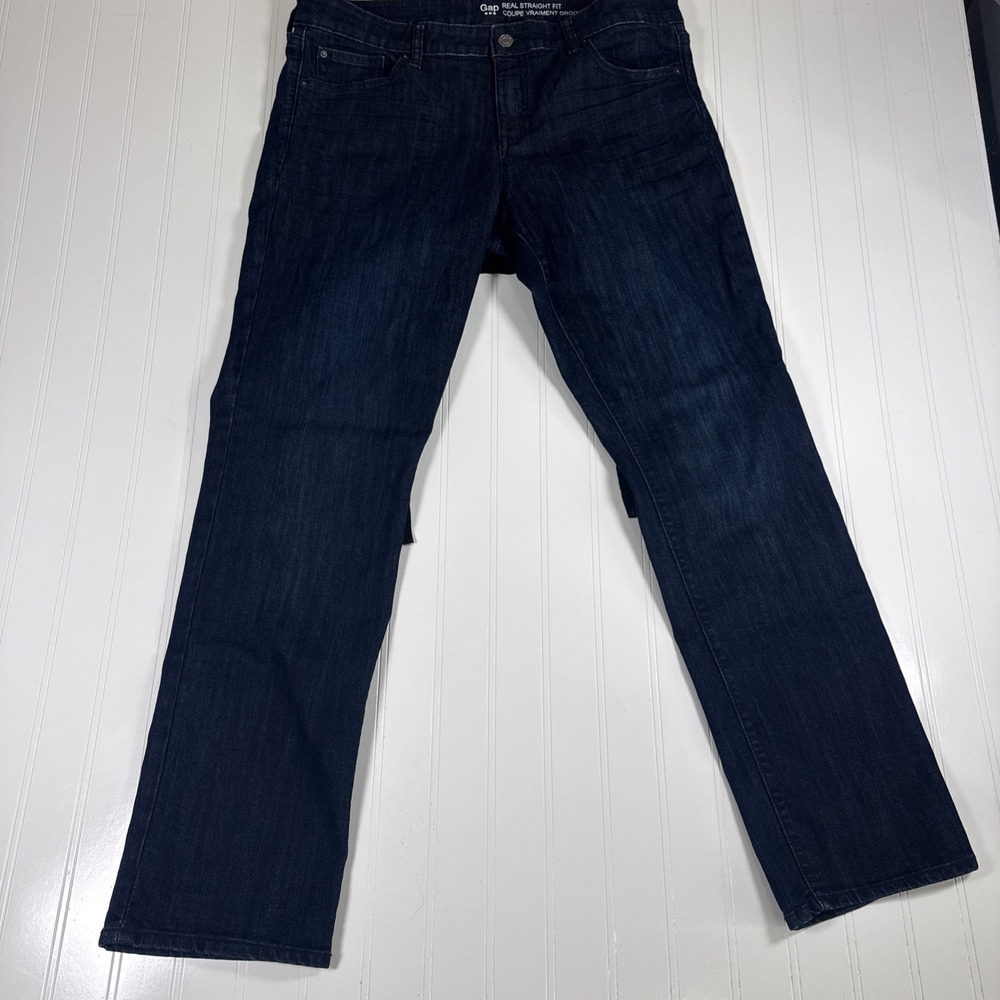 Gap Denim Real Straight Fit Dark Indigo Wash‎ 14R/32R Inseam 30" Stretch